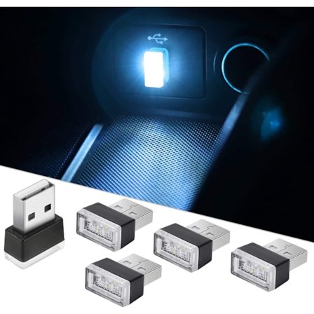 5 kpl jäänsininen auton LED-tunnelmavalot, pistoliitäntävalot 5V Mini