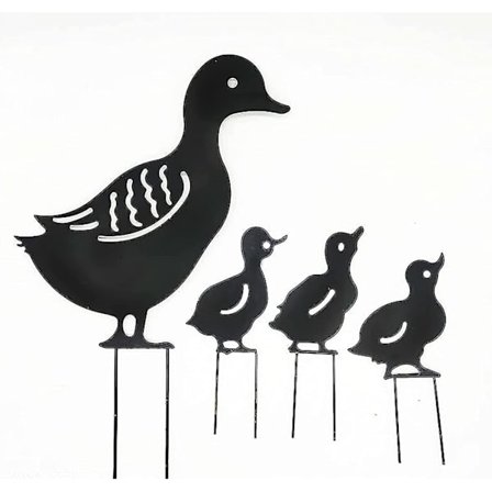 Puutarha-eläinten siluetit, 4 kpl Rautaisen Ankan Siluetti, Perheen Ankka Ontto Ulos Suloinen