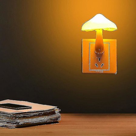 2x LED natlys Svampe vægkontaktlampe EU-stik Varm hvid lysstyring