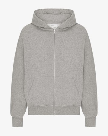 Organic Oversized Zip Hood - Heather Grey