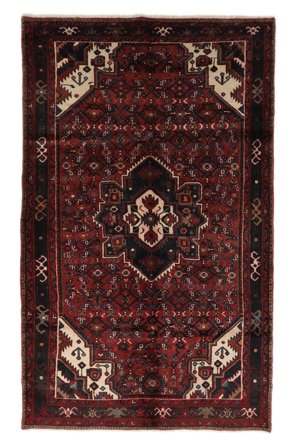 Hosseinabad Teppich Handgeknüpft 155X258 Schwarz/Dunkelrot Persien/Iran