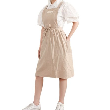 Vintage Söpö Esiliinamekko Ristiselkäinen Esiliina Naisille Taskuilla Ruoanlaittoon Maalaamiseen, tyyli4