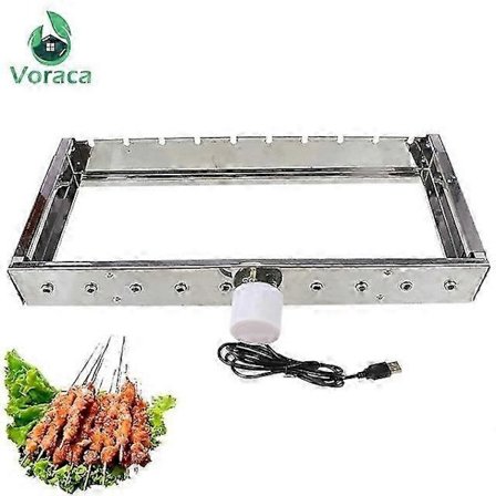 Automatisk Roterande BBQ Grill med 10 Spett & Justerbar Hylla i Rostfritt Stål - Utomhus Grillverktyg-WELLNGS