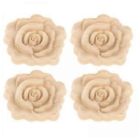 4x Kaiverrettu Applikointi, Figuriini Onlay Kukka Kaiverrus Tarrat, Puiset Figuriinit