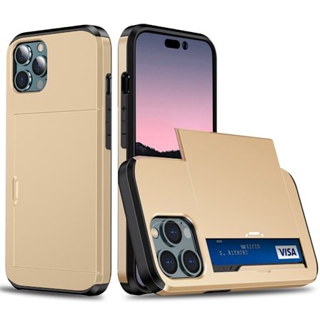 SKALO iPhone 14 Pro Max Armor Cover kortholder - Guld