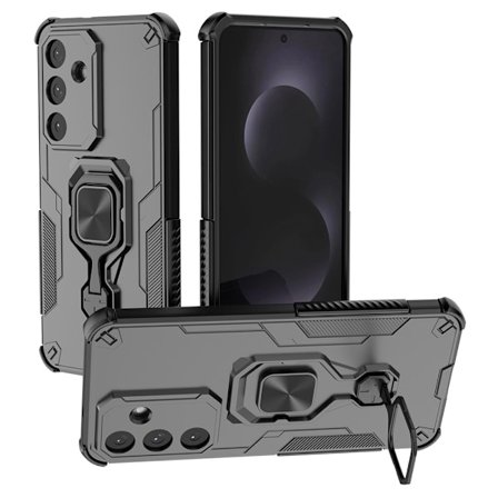 SKALO Samsung S25 FE Armor Metallring Skal - Svart