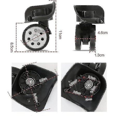 4 stk. Kuffert Hjul, udskiftning Spinner Hjul Til Universal Kuffert, drejelige Kuffert Hjul Udskiftning Tilbehør, Til Almindelig Rejsetaske, trolley S