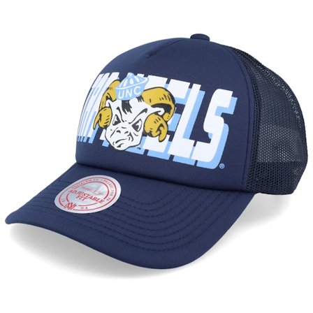 Mitchell & Ness - College Blauw trucker Cap - North Carolina Tar Heels Billboard Navy Trucker @ Hatstore