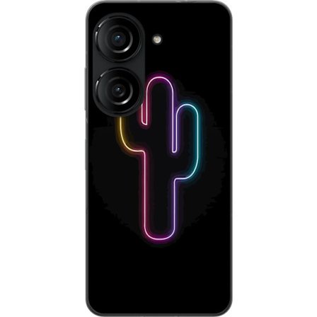 Yhteensopiva Puhelinkuori Asus Asus Zenfone 10 Neonpiirros kaktuksista vaaleanpunaisessa ja sinisessä valossa tummaa taustaa vasten