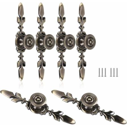 6 stk Vintage Stil Sink Alloy Skuffeskuffer, Antik Håndtak