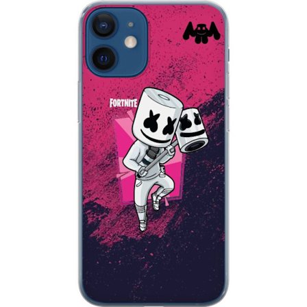 Yhteensopiva Puhelinkuori Apple iPhone 12 Fortnite Marshmello hahmo valkea puku vaaleanpunainen taustakuva Fortnite DJ pelisuunnittelu suosittu tyyli