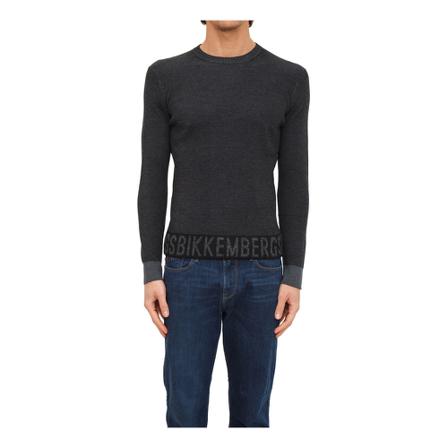 Bikkembergs, Round-neck Knitwear Grijs, Heren, Maat:M