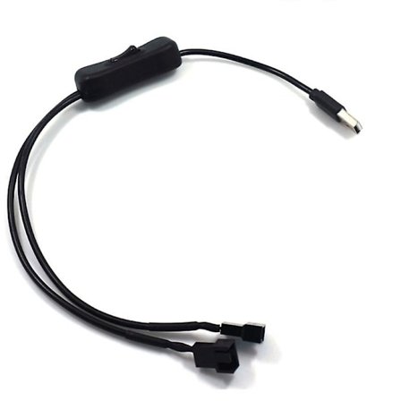 USB til 3/4-pin PWM 5V USB-kabel med strømadapter for vifte med av/på-bryter