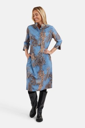 SIGNATURE - Kjole - Blå Mix - Mønstret - 3/4 Ærmet