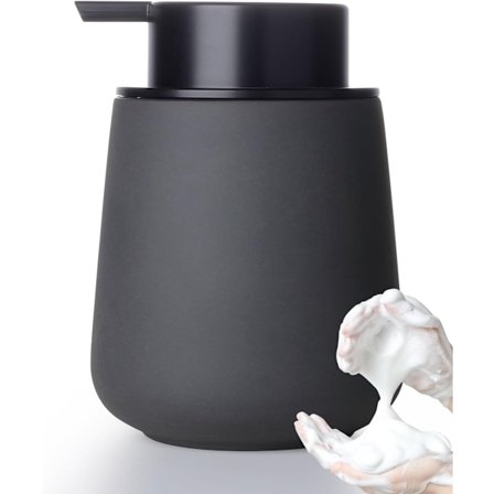 Keramisk skumsæbedispenser, skum håndsæbedispenser til badeværelse, keramisk håndsæbe opvaskemiddel moderne dispenser med pumpe, egnet til køkken, grå