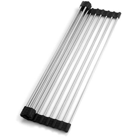 Diskställ i rostfritt stål, torkställning, rullbar, vikbar, 1-pack