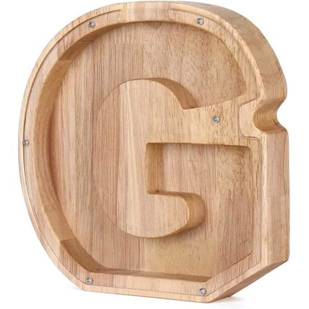 Personliga Brev Trä Spargris, AZ Bokstäver Myntbank Sparbössa med Tydliga Alfabet Klistermärken, Pengar Sparande Bank För Familj Jul Födelsedagspresen