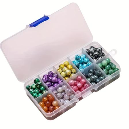 10 färger förpackade 8 mm kristallglas krossade jade snöflinga stenpärlor Skicka stretchlinje för smyckestillverkning gör-det-själv-kläder, 