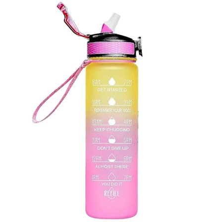 1000 ml gratis motiverande sportkanna med tidsmarkör Fitness Gradient färgmugg Frostad vattenflaska utomhus