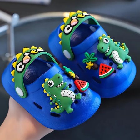 Trendy søte tegneserie dinosaur clogs for gutter, pustende lette sklisikre clogs for innendørs utendørs strand
