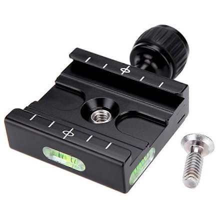 Andoer Adapterplatta Fyrkantsklämma med Vattenpass för Snabbkopplingsplatta för Stativkulhuvud Arca Swiss RRS Wimberley