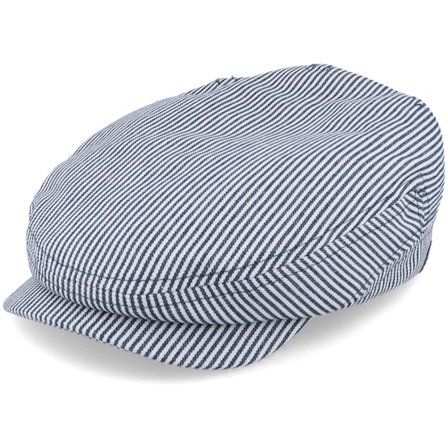CTH Ericson - Blau Flatcap Cap - Lucas Candy Stripe Indigo Flat Cap @ Hatstore