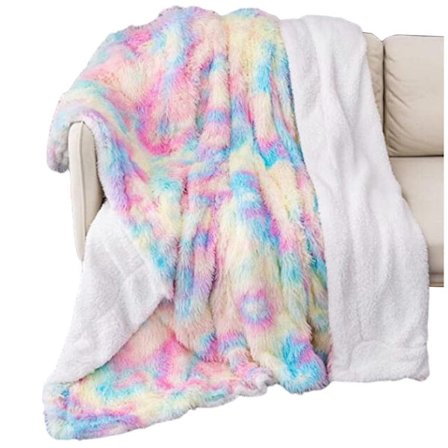 Dubbelsidig Tjock Lammullsfilt med Långt Hår