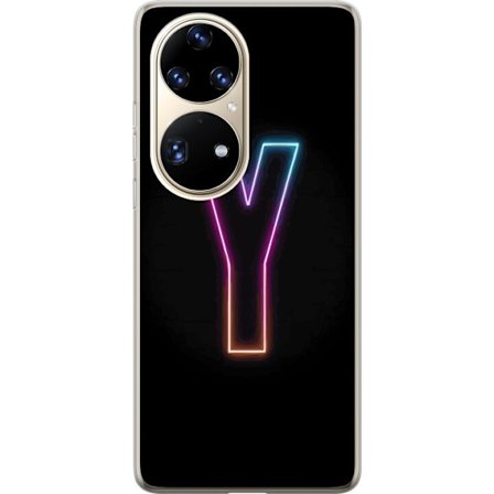 Kompatibel Mobilcover til Huawei Huawei P50 Pro Minimalistisk neonbogstav Y i farveskiftende lys mod sort baggrund