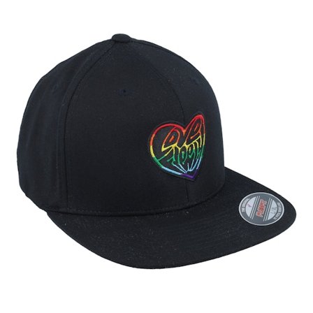 Fair - Svart fitted Caps - Love Freely Rainbow Logo Black Flat Brim Fitted @ Hatstore