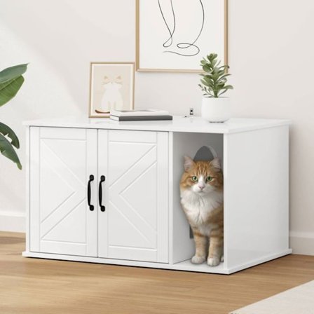 Fågelholk - bo Vidaxl Katthem Vit Glansig 85 x 55 x 50 cm