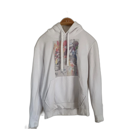 Vit hoodie med tryck (The cool elephant)