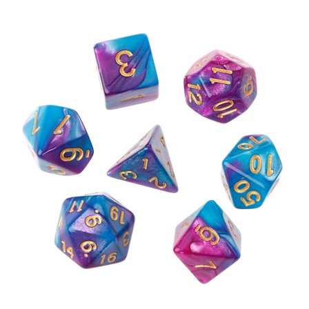 7 st/set Akryl Polyhedral Tärningar För TRPG Brädspel D4-D20