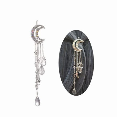 Romanttinen rintatähtikuvioinen puolikuun tähden muotoinen hiusleike, kristalli