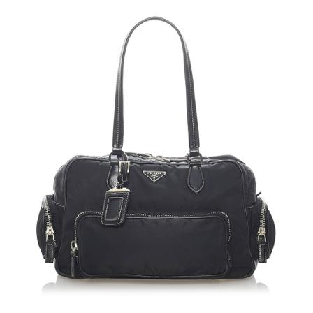 Prada Vintage, Pre -owned Nylon Handbag Zwart, Dames, Maat:ONE Size