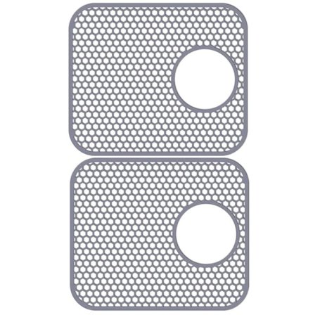 Silikon vaskeunderlag, 2-pakning vaskebeskyttere for kjøkkenvask med senteravløp, varmebestandig sklisikker sammenleggbar vaskeunderlag