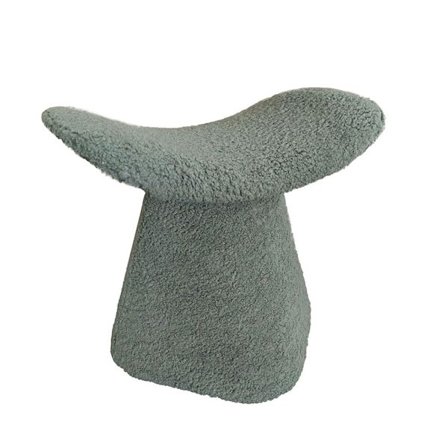 Mandelgrøn Bouclé skammel, MDF-stel, 51x33x49 cm