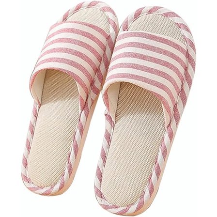 Tøfler Dame Tøfler Størrelse 38/39 Sklisikre Comfeet Svettetransporterende Lin og Bomull Pustende Myke og Åpne Tøfler Unisex Bomull Lin Tøfler Rosa