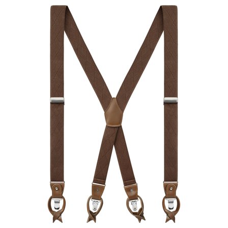 Vexel | Brązowe szelki w diamenty w stylu X dla mężczyzn - Szelki na klipsy