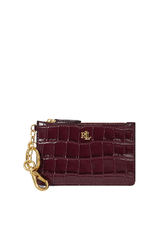 Lauren Ralph Croc-Embossed Leather Zip Card Case Plånböcker & fodral Dam Röd ONESIZE