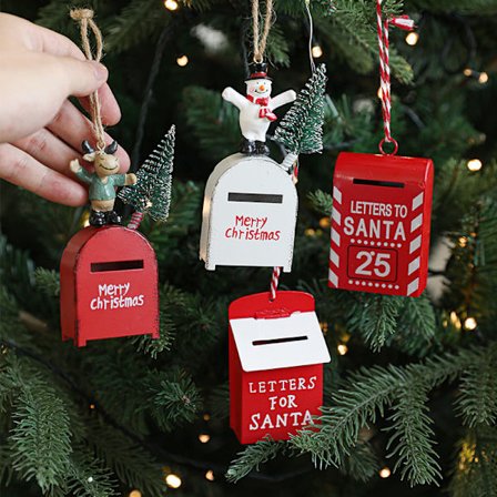 4 kpl takorautaa maalattu postilaatikko riipus rauta retro joulukuusi ikkuna roikkuu koristetarvikkeet