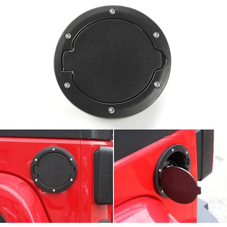 Aluminiums bensintanklokk, drivstoffdørdeksel (svart), ABS-base, for Jeep Wrangler JK & Unlimited 2007-2018