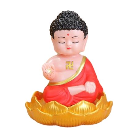 Buddha Staty Instrumentbräda Solcellsdriven Skakande Huvud Bilprydnad Fotorekvisita Samlarfigur för Fönster, Sovrum, Hem