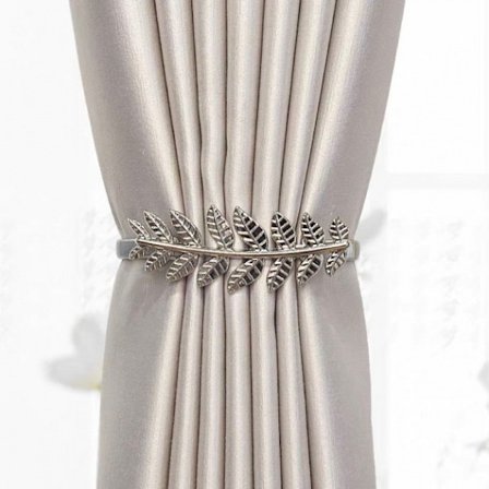 2 st gardinuppsättningar Silverbladform, minimalistisk gardin