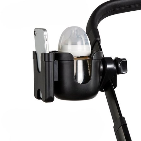 Yleismallinen Mukiteline PLUS Puhelinteline - 2-in-1 - Musta