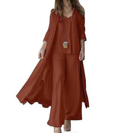 ZANZEA Dam Casual Lång Kofta och Linne Lös Byxor Tredelade Set