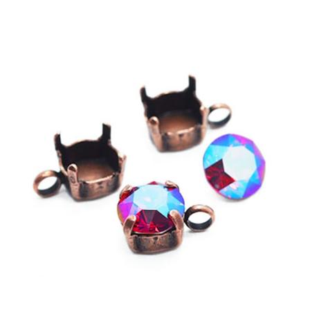 Tomma berlockinfattningar för 8mm chatons, antik kopparfärg, 1st