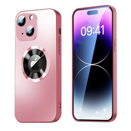 SiGN Magnetic Case iPhone 15 Plus med linsskydd och logo view - Rosa
