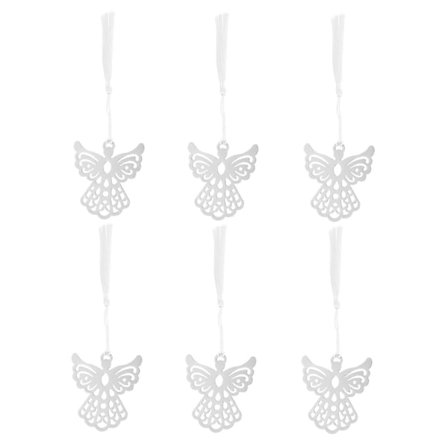 Metall Bokmerker Engel Form Dusk Side Markør Hjemmebruk Sølv 6 stk