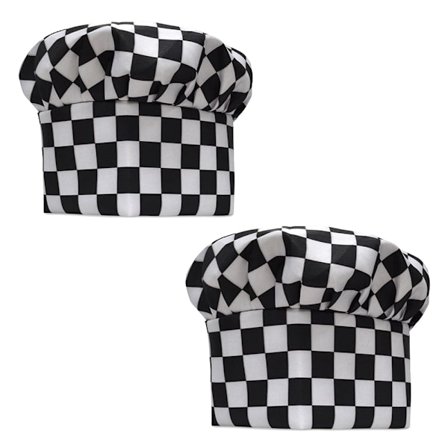 2 stk. profesjonell kjøkkensjefhatt rutete rutenett svart og hvitt rutenett - svart hvitt rutete