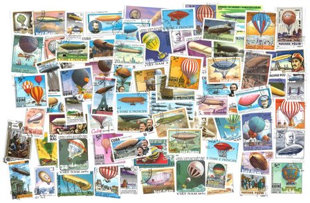 Balloner og Zeppeliner - 70 forskell ige frimærker - Stemplet